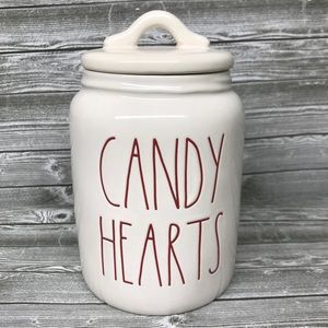 Rae Dunn valentines candy hearts canister white